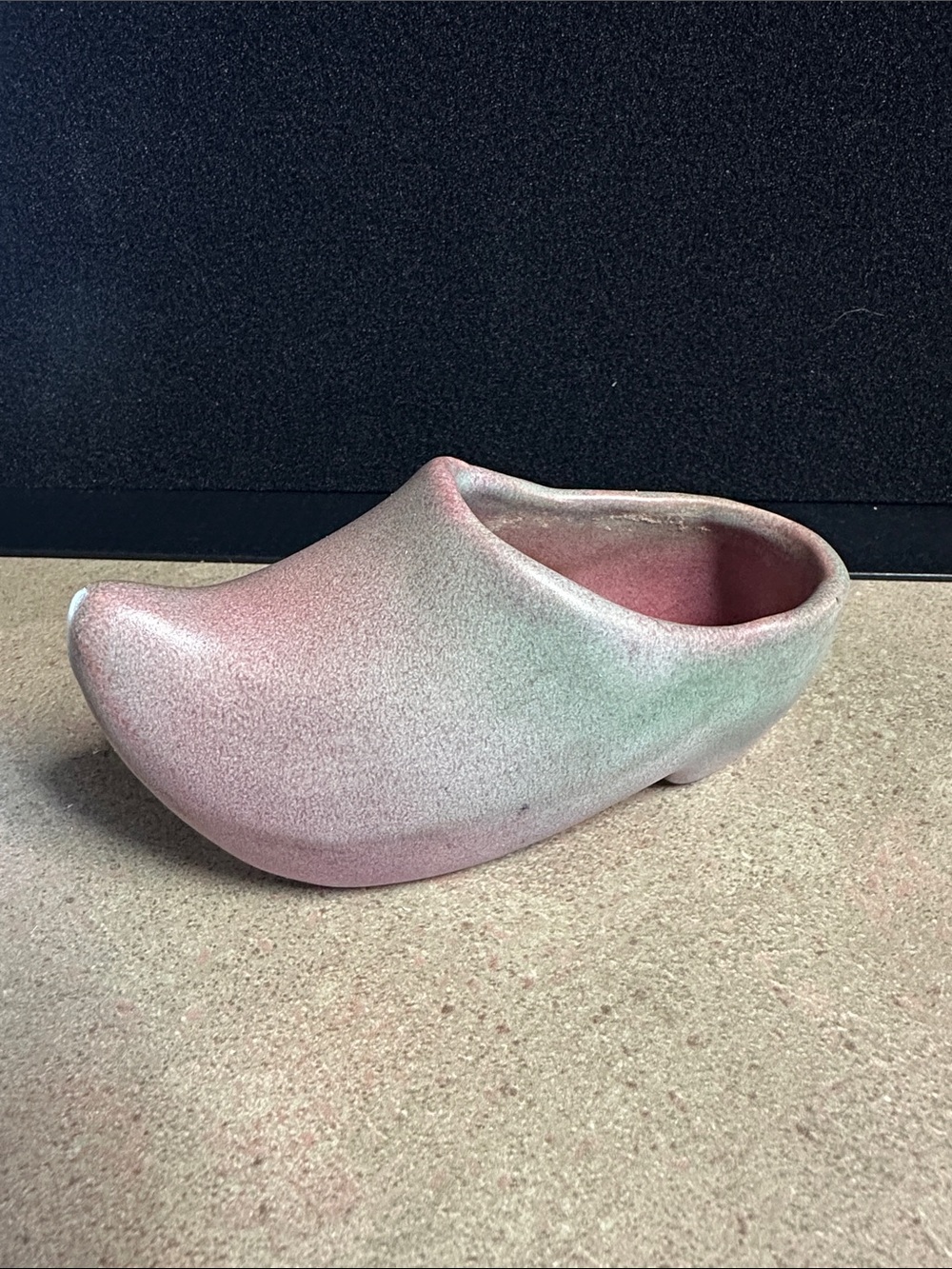 Vintage Niloak Handcrafted Ceramic Clog Planter in Pink and Sage
